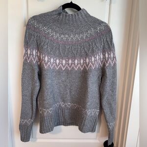 Gray and Pink Patterned Women's Sweater